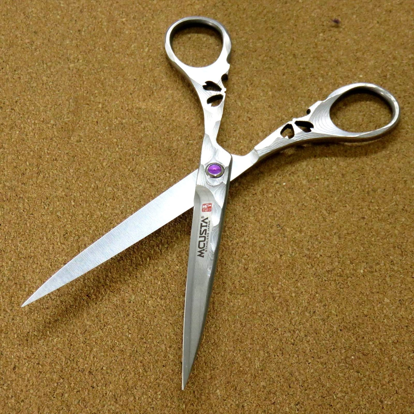 Japanese Cutlery MCUSTA Sakura Damascus Scissors 32 Layers VG-10 Blade JAPAN