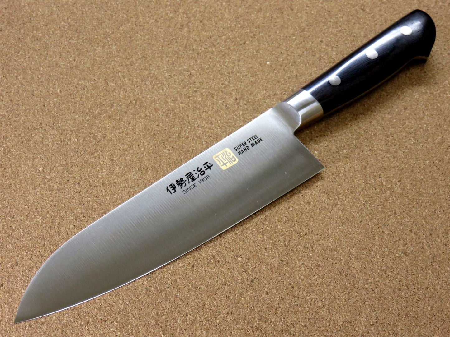 Japanese SETO-A ISEYA JIHEI Kitchen Santoku Knife 180mm 7 in Bolster SEKI JAPAN