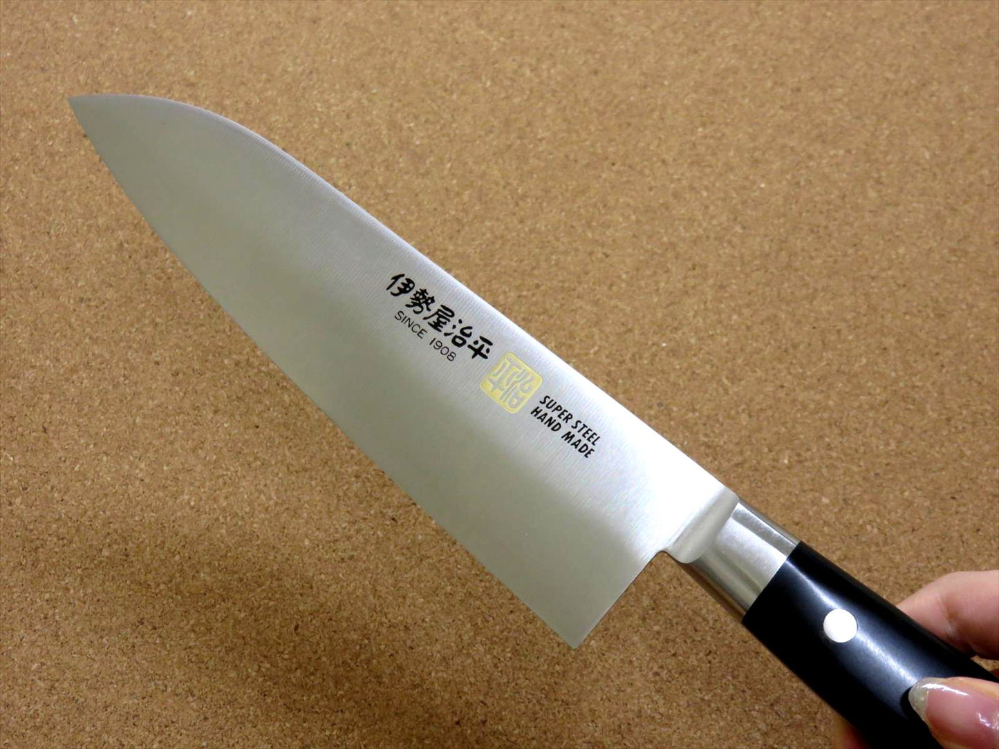 Japanese SETO-F ISEYA JIHEI Kitchen Santoku Knife 180mm 7 in Bolster SEKI JAPAN