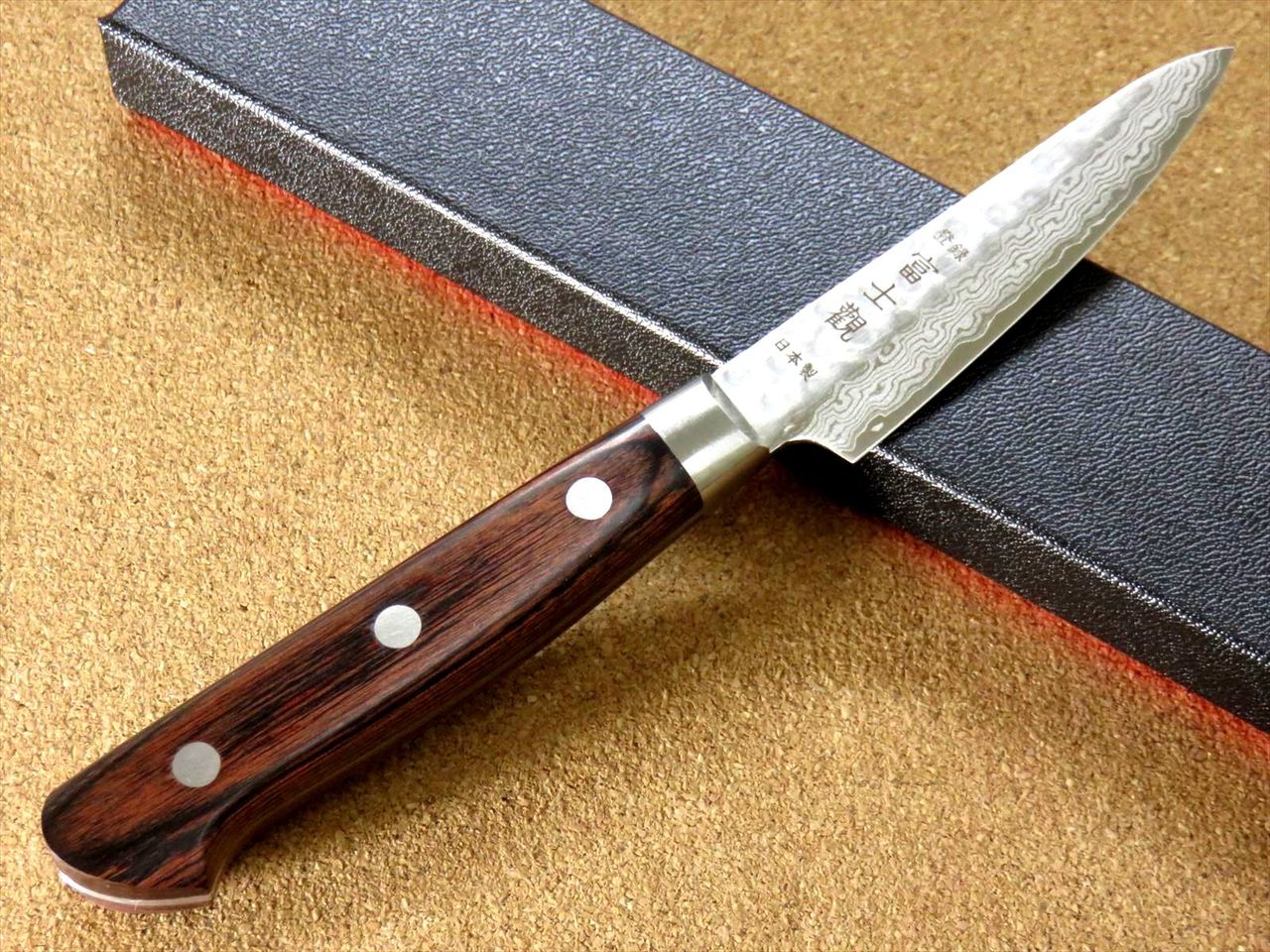 Japanese FUJIMI Kitchen Paring Knife 3" Hammer Forged VG-10 Damascus From JAPAN