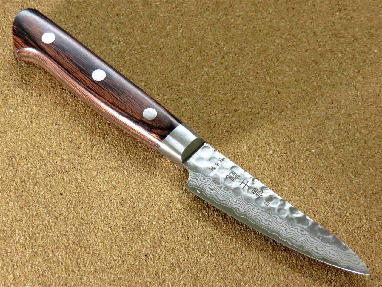 Japanese FUJIMI Kitchen Paring Knife 3" Hammer Forged VG-10 Damascus From JAPAN