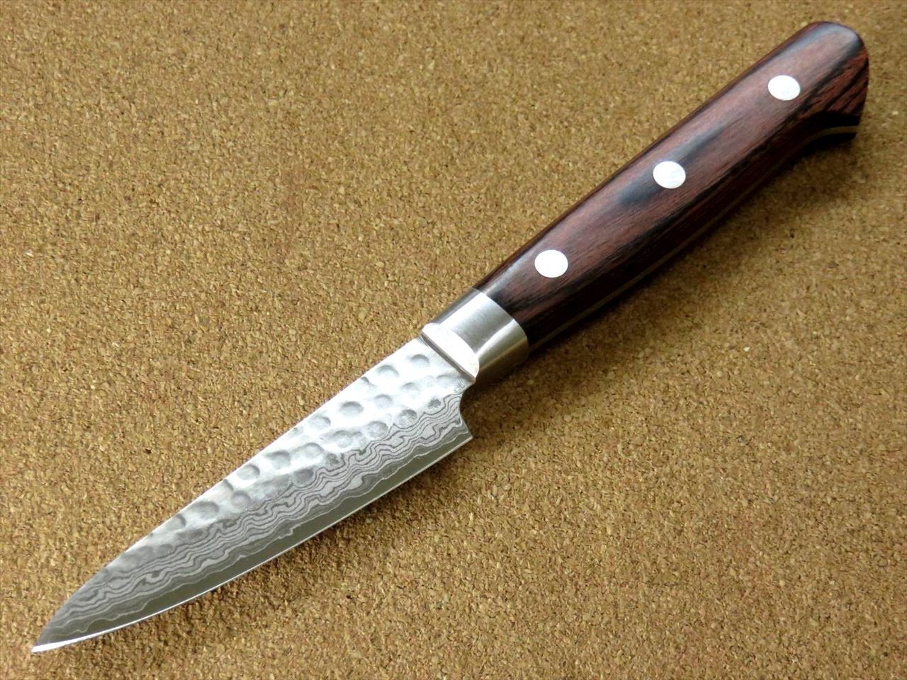 Japanese FUJIMI Kitchen Paring Knife 3" Hammer Forged VG-10 Damascus From JAPAN