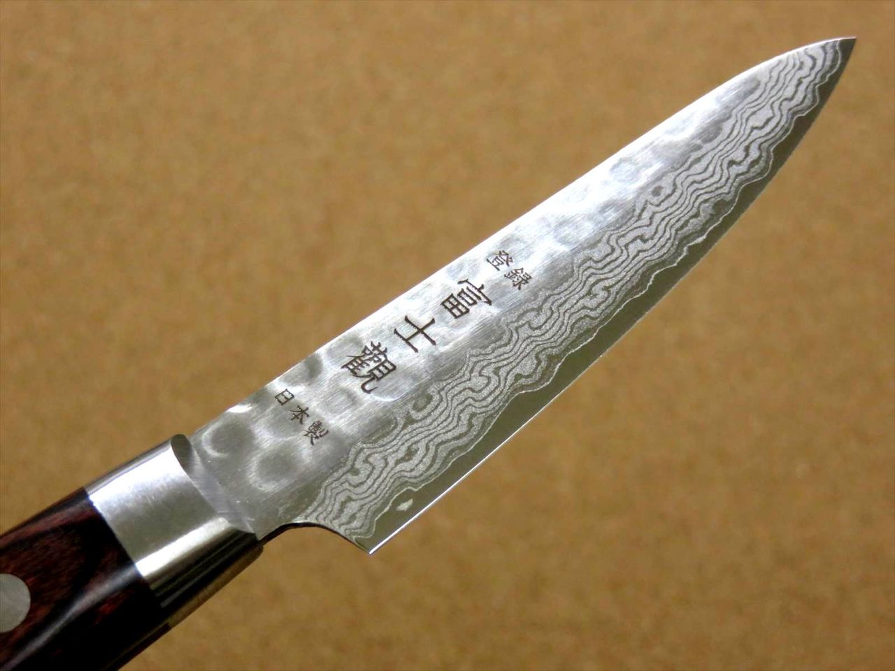 Japanese FUJIMI Kitchen Paring Knife 3" Hammer Forged VG-10 Damascus From JAPAN