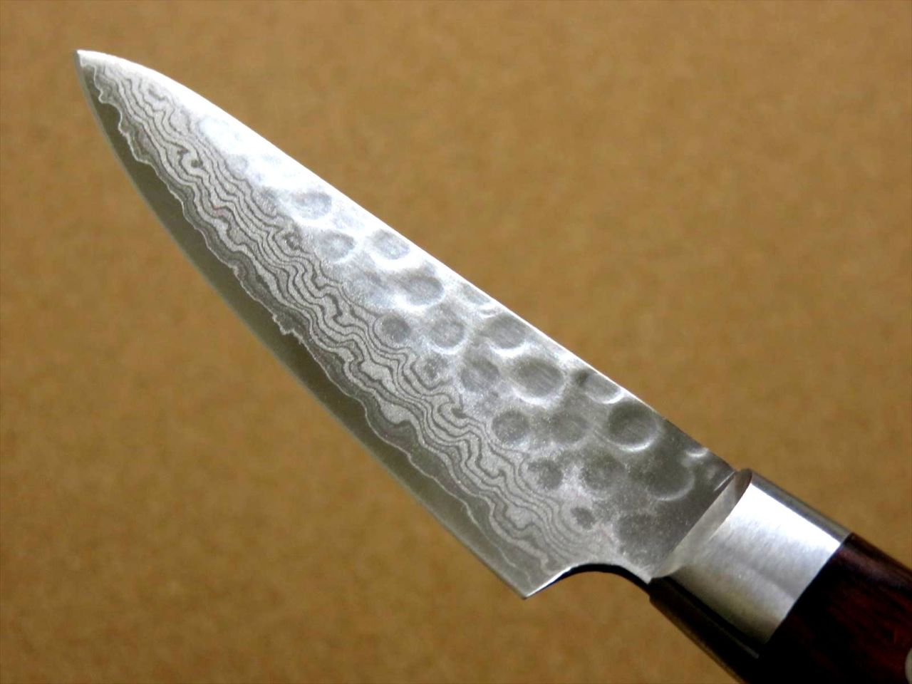 Japanese FUJIMI Kitchen Paring Knife 3" Hammer Forged VG-10 Damascus From JAPAN