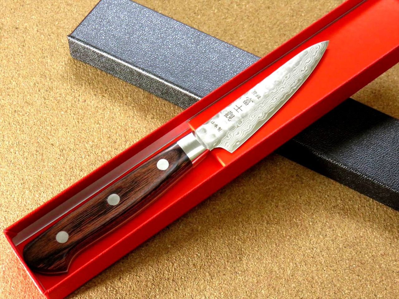 Japanese FUJIMI Kitchen Paring Knife 3" Hammer Forged VG-10 Damascus From JAPAN