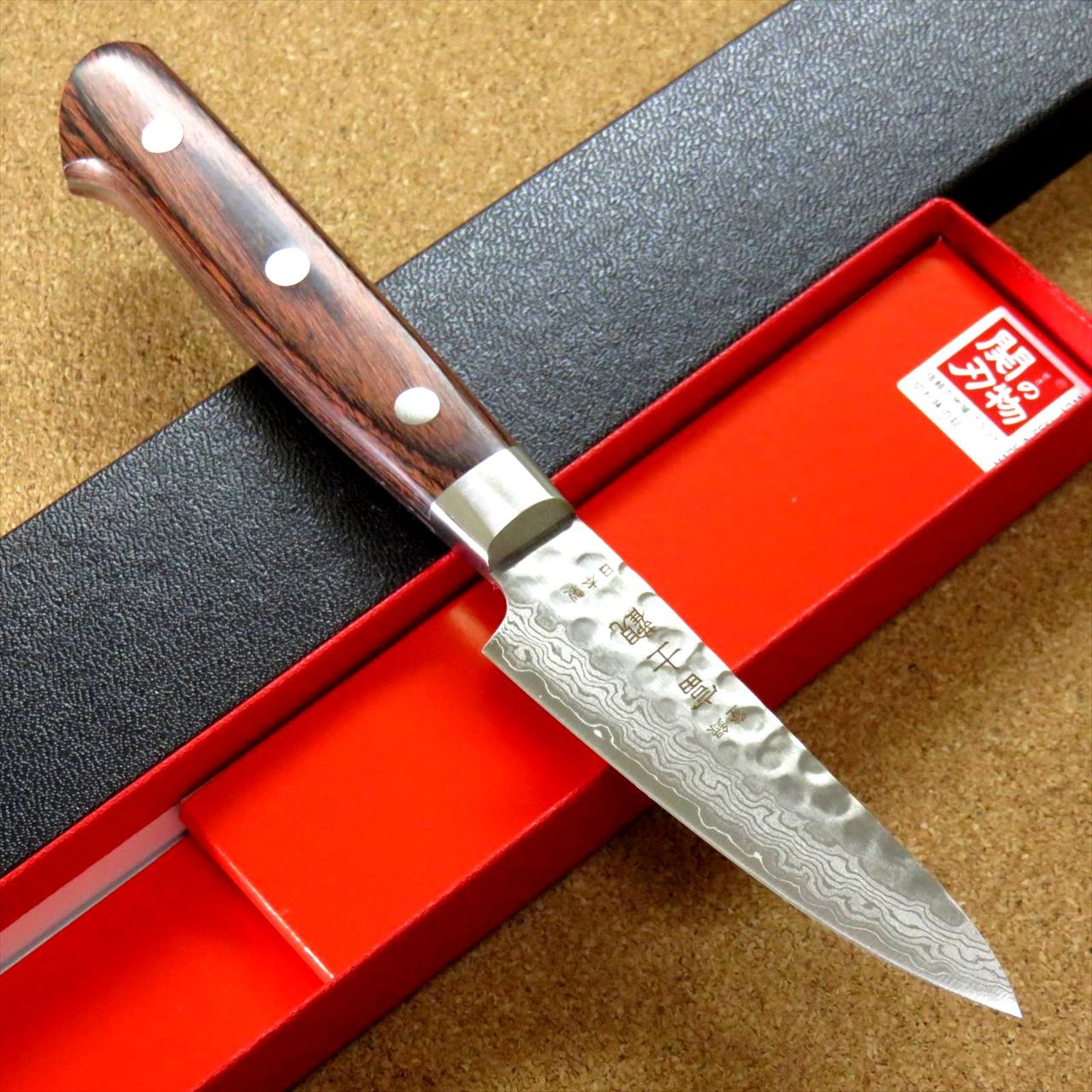 Japanese FUJIMI Kitchen Paring Knife 3" Hammer Forged VG-10 Damascus From JAPAN