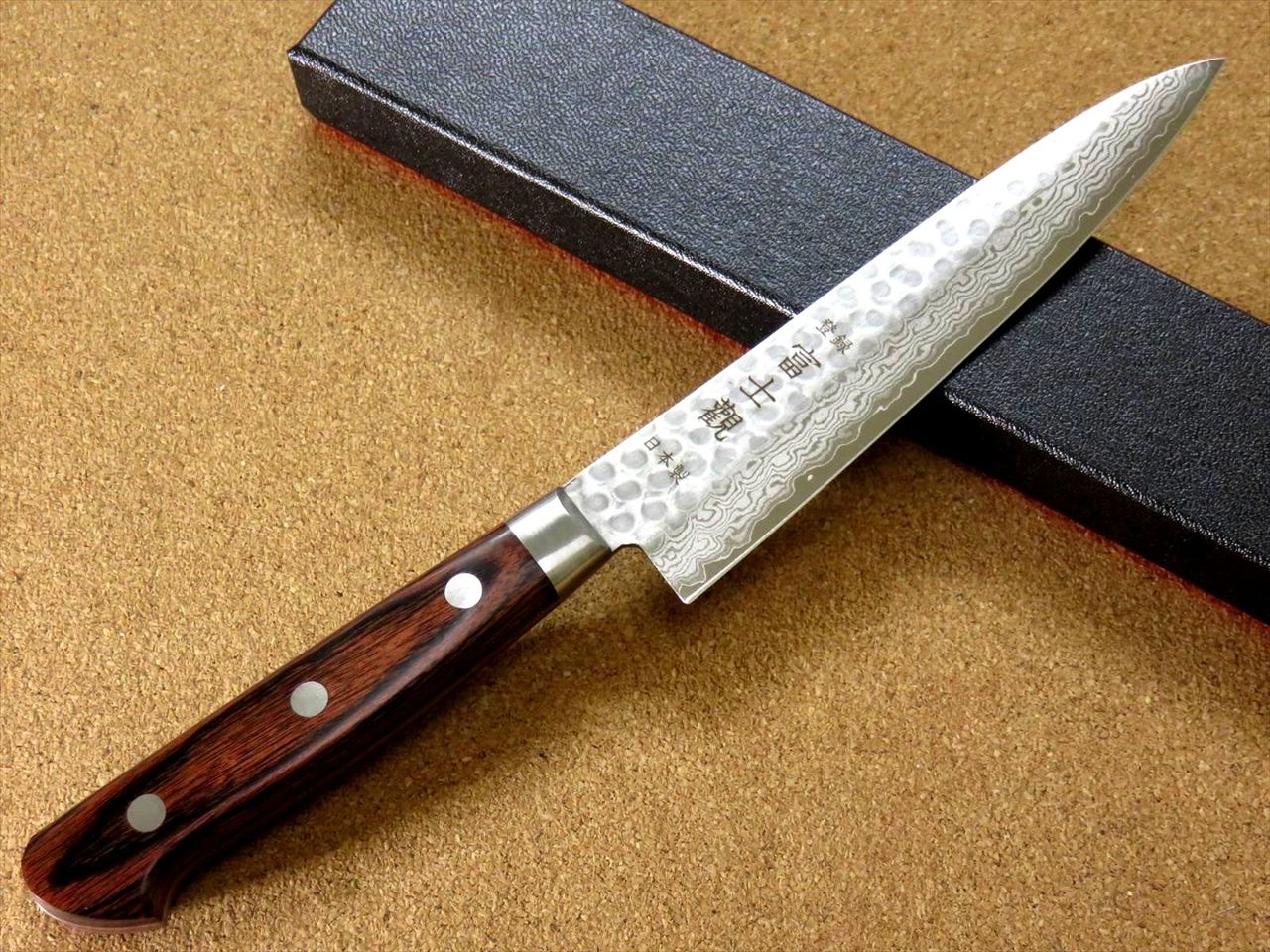 Japanese FUJIMI Kitchen Utility Knife 5.5" Hammer Forged VG-10 Damascus From JAPAN