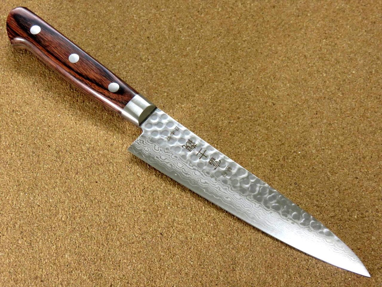 Japanese FUJIMI Kitchen Utility Knife 5.5" Hammer Forged VG-10 Damascus From JAPAN