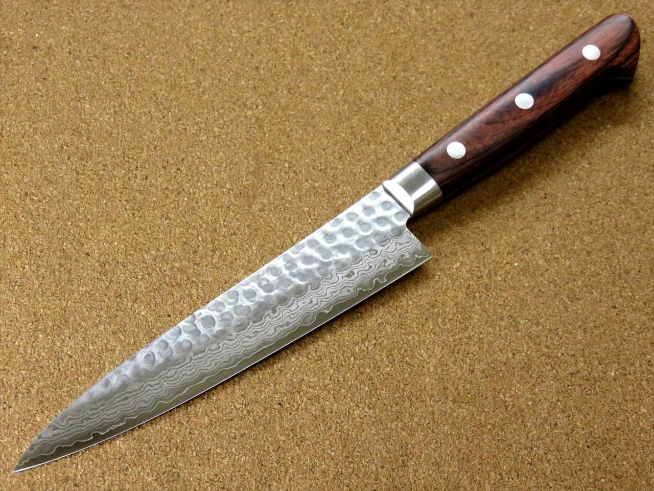 Japanese FUJIMI Kitchen Utility Knife 5.5" Hammer Forged VG-10 Damascus From JAPAN