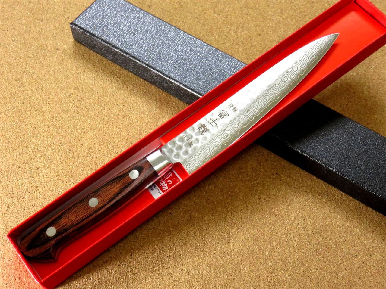 Japanese FUJIMI Kitchen Utility Knife 5.5" Hammer Forged VG-10 Damascus From JAPAN