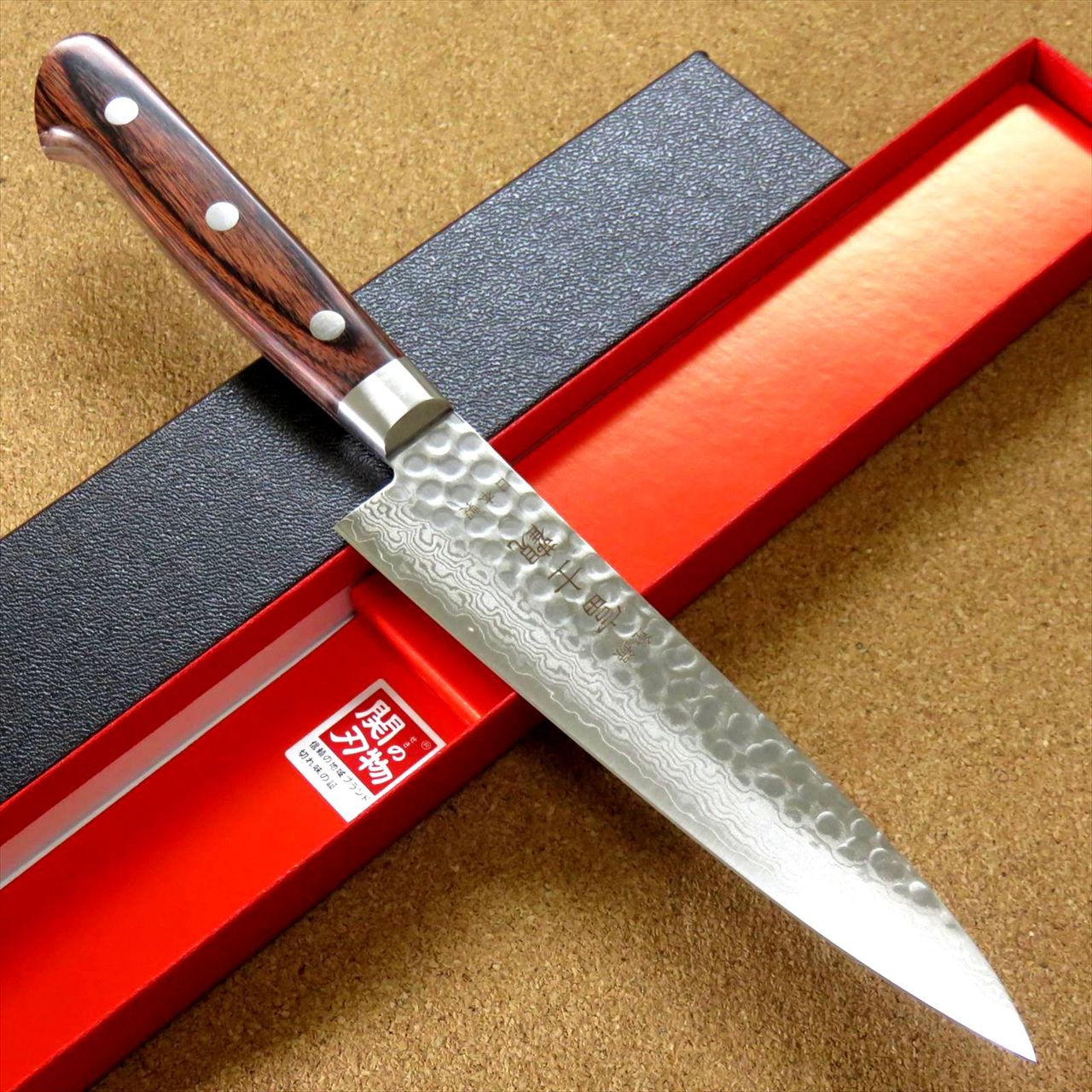 Japanese FUJIMI Kitchen Utility Knife 5.5" Hammer Forged VG-10 Damascus From JAPAN