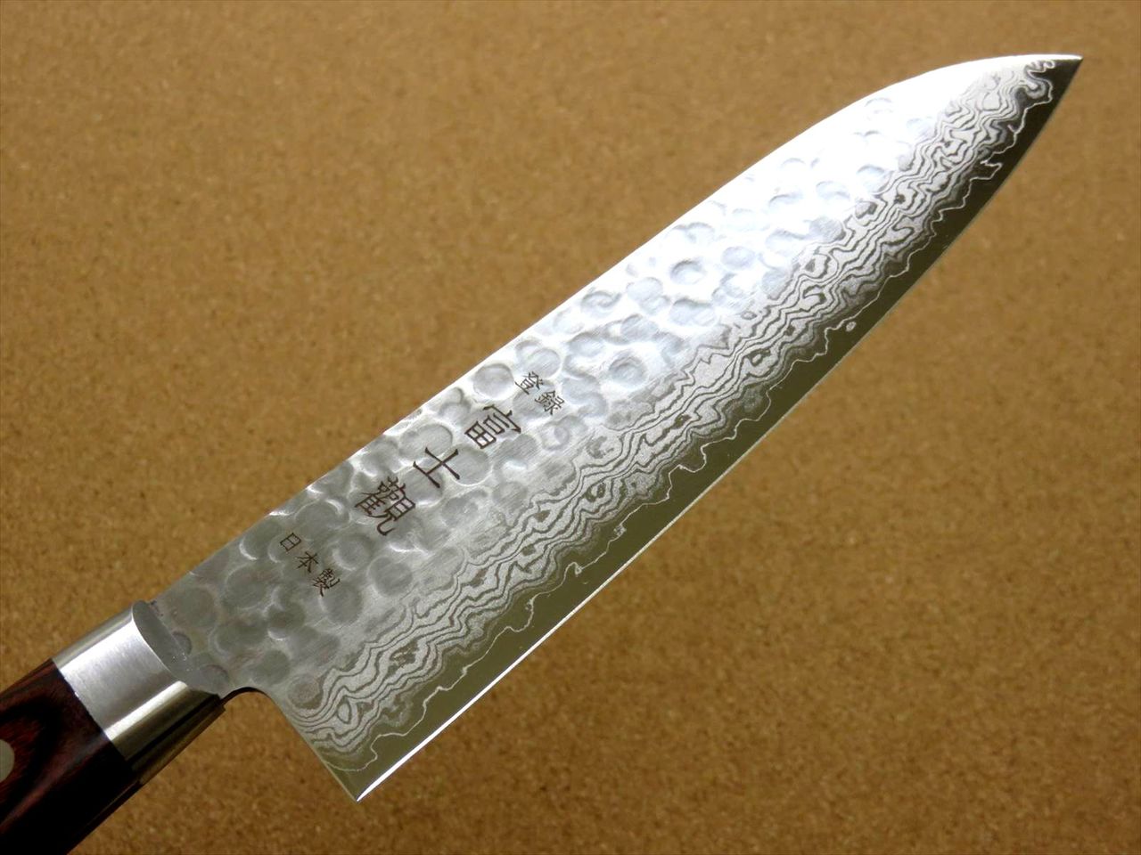 Japanese FUJIMI Kitchen Santoku Knife 7" Hammer Forged VG-10 Damascus From JAPAN