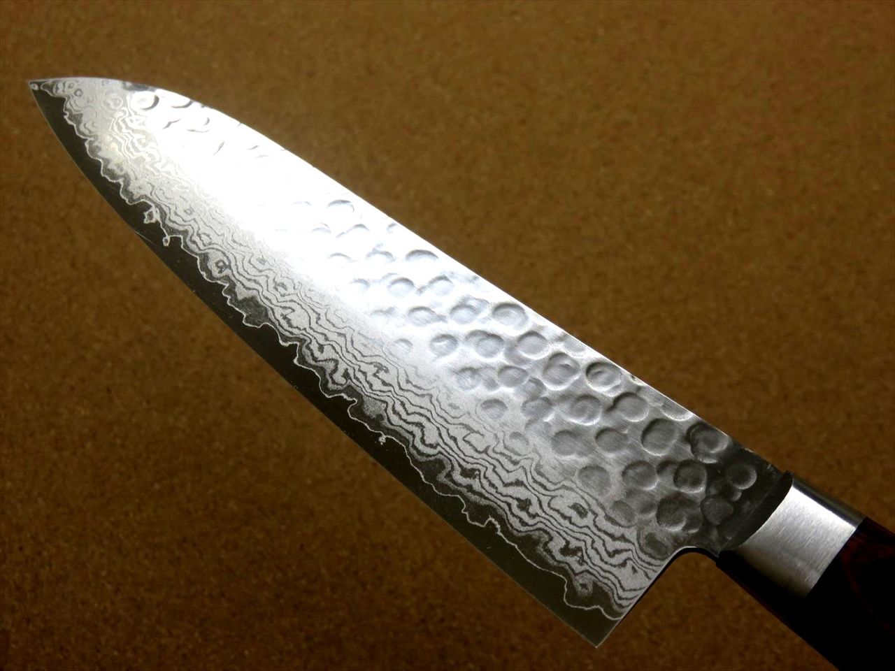 Japanese FUJIMI Kitchen Santoku Knife 7" Hammer Forged VG-10 Damascus From JAPAN
