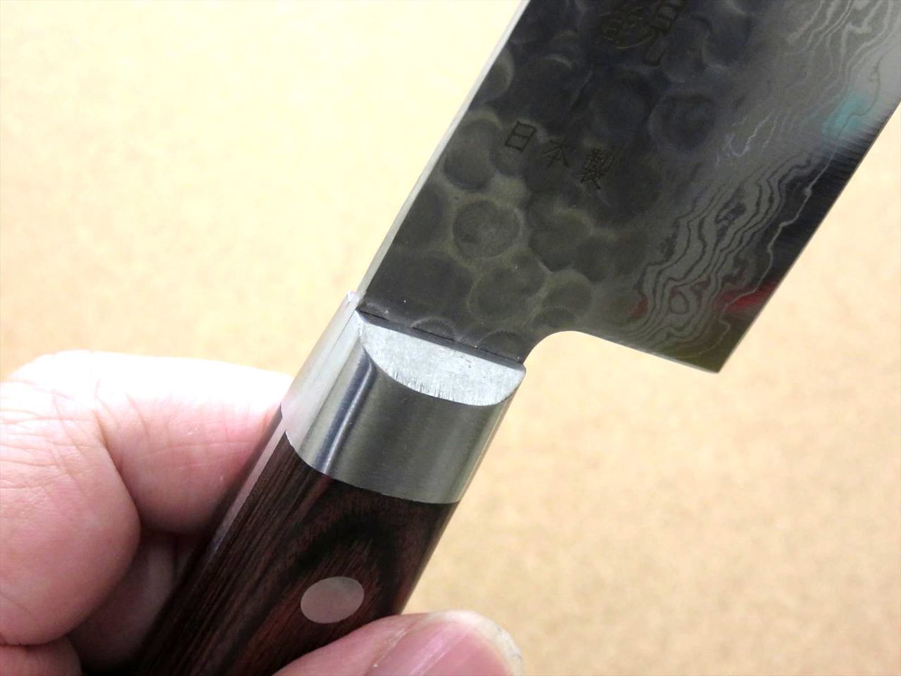 Japanese FUJIMI Kitchen Santoku Knife 7" Hammer Forged VG-10 Damascus From JAPAN