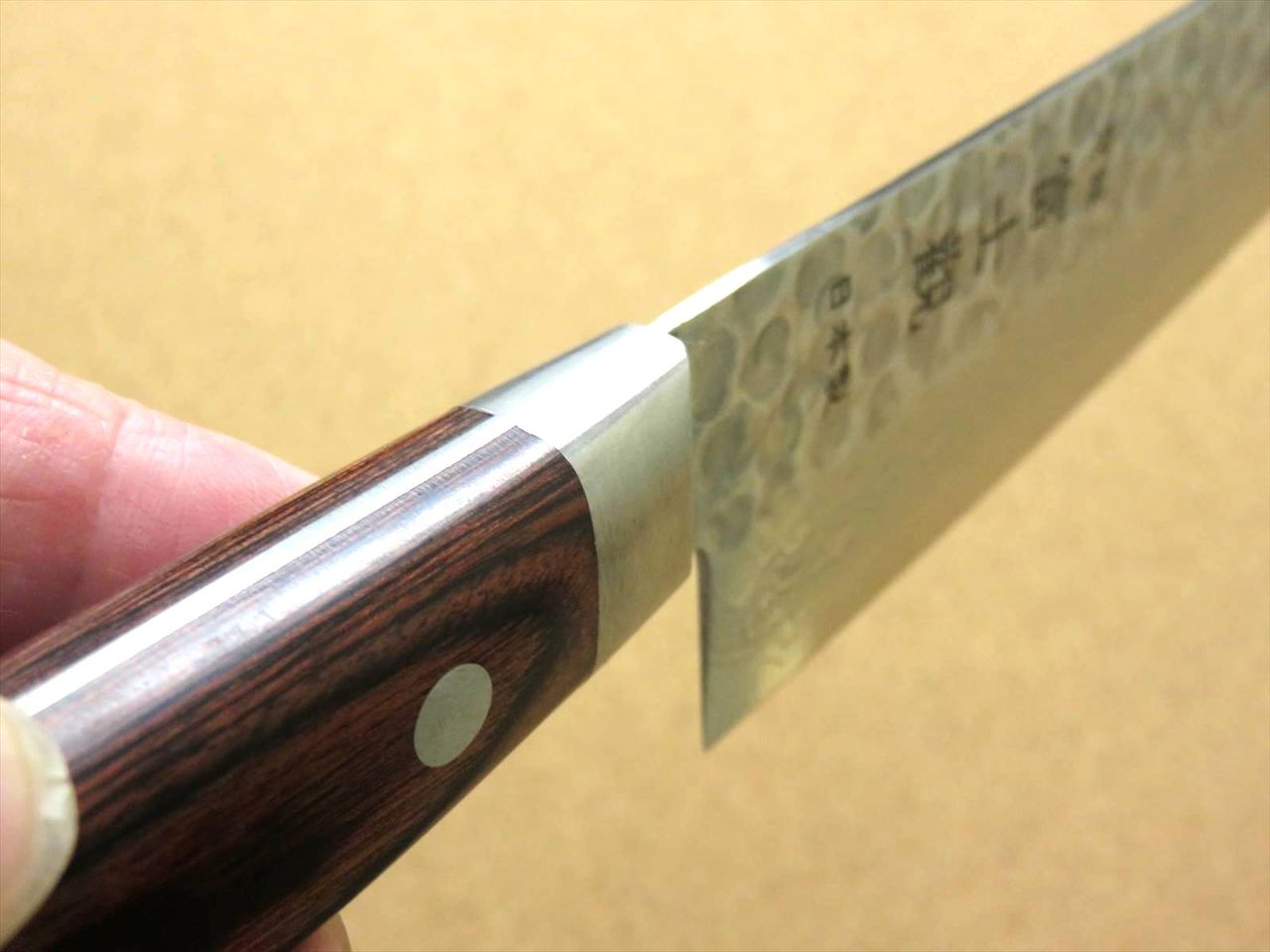 Japanese FUJIMI Kitchen Santoku Knife 7" Hammer Forged VG-10 Damascus From JAPAN