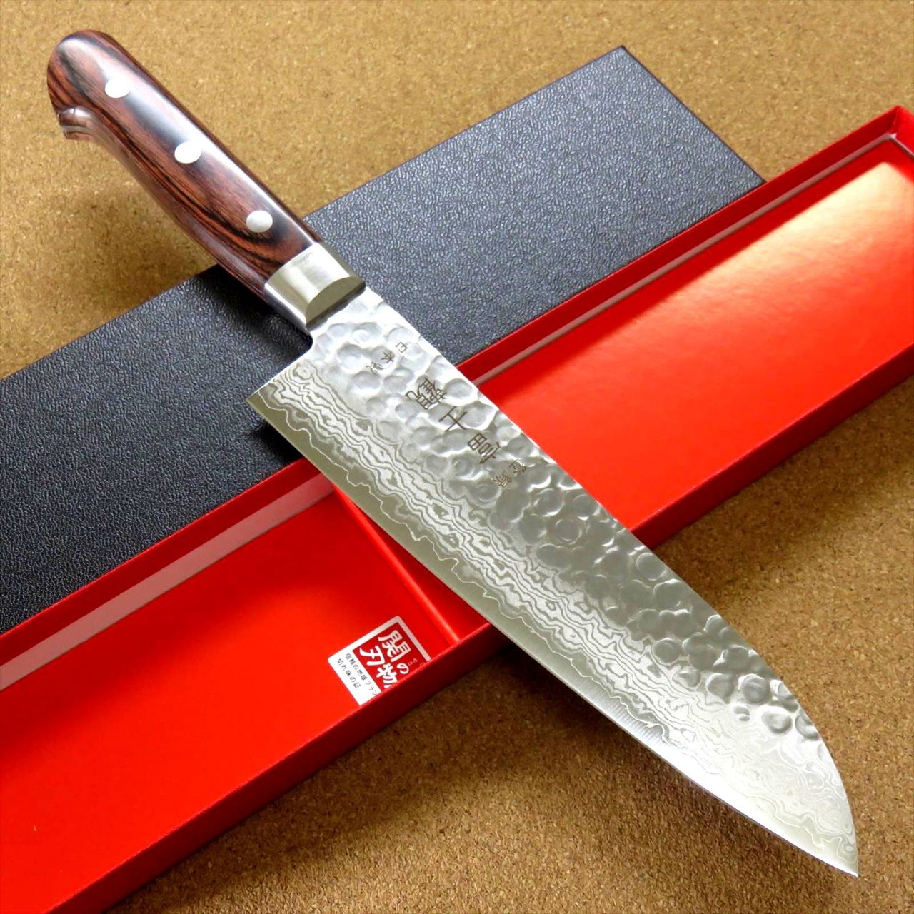 Japanese FUJIMI Kitchen Santoku Knife 7" Hammer Forged VG-10 Damascus From JAPAN