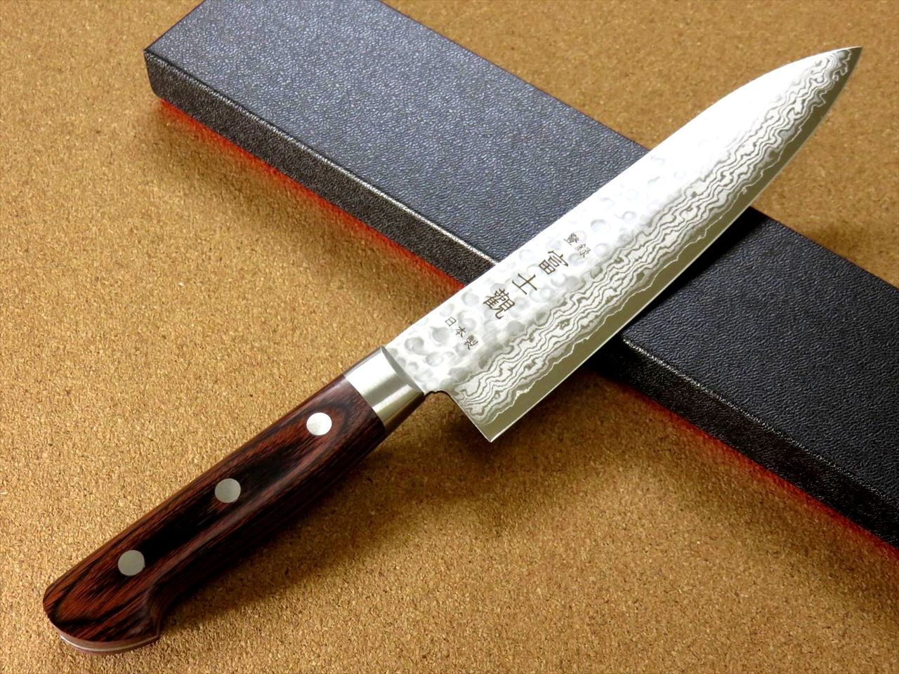 Japanese FUJIMI Kitchen Chef Knife 7" Hammer Forged VG-10 Damascus From JAPAN