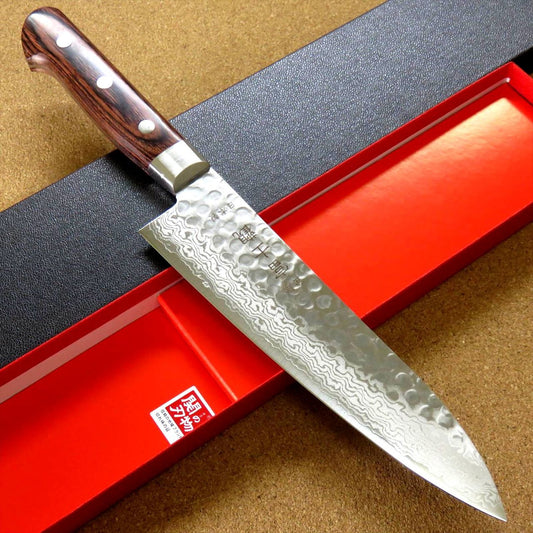 Japanese FUJIMI Kitchen Chef Knife 7" Hammer Forged VG-10 Damascus From JAPAN