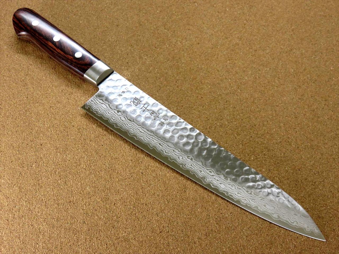 Japanese FUJIMI Kitchen Chef Knife 9" Hammer Forged VG-10 Damascus From JAPAN