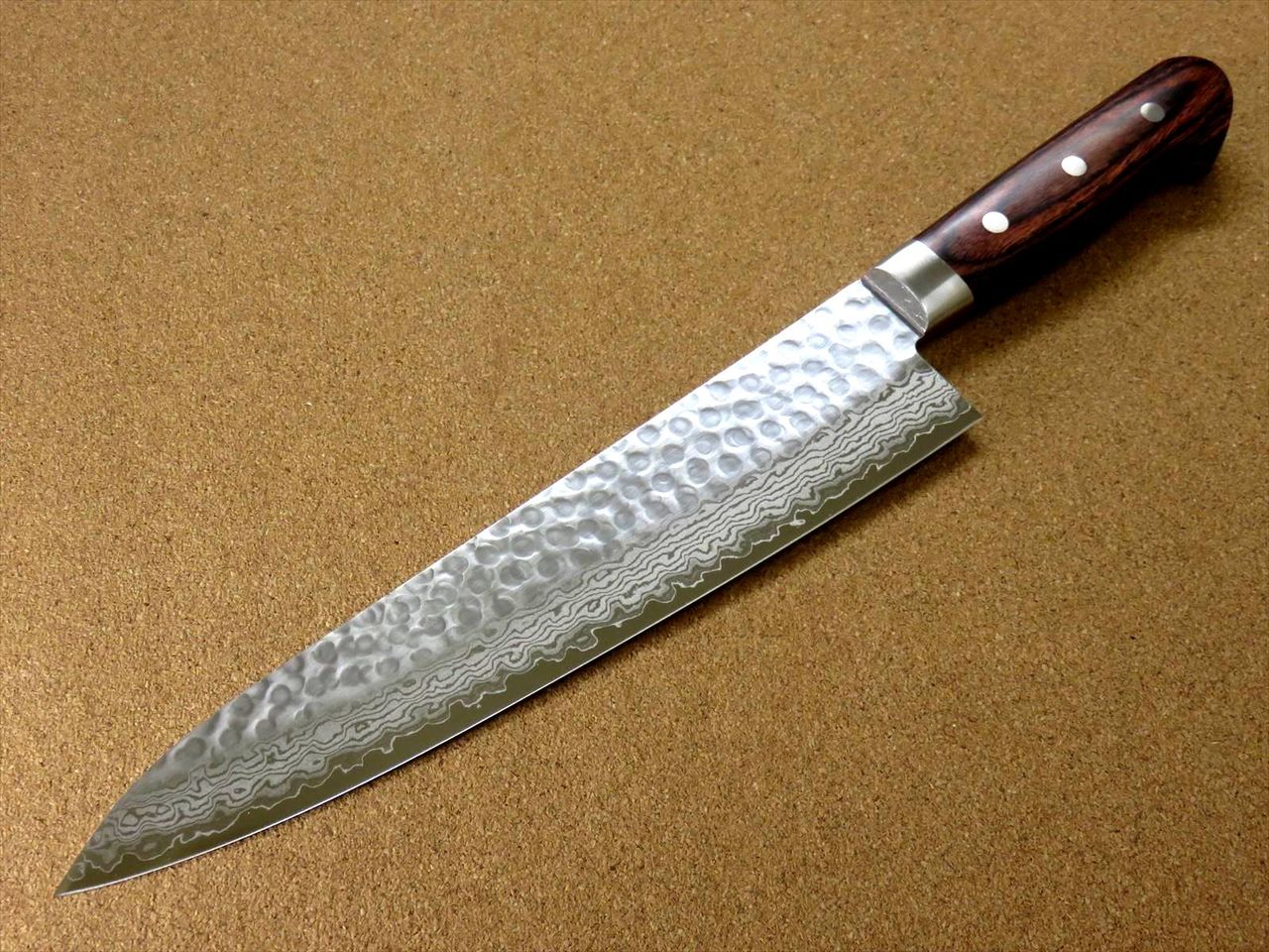 Japanese FUJIMI Kitchen Chef Knife 9" Hammer Forged VG-10 Damascus From JAPAN