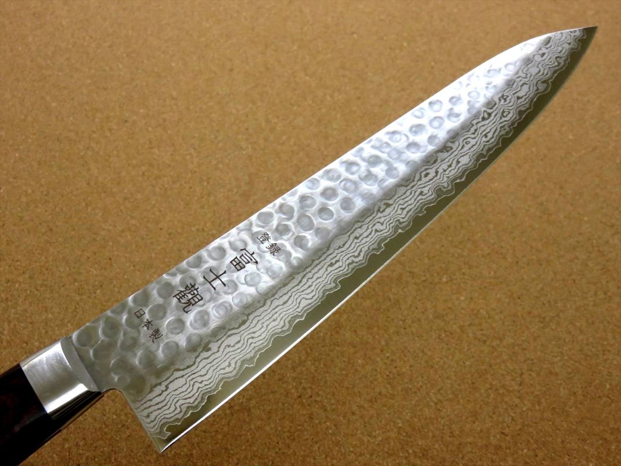 Japanese FUJIMI Kitchen Chef Knife 9" Hammer Forged VG-10 Damascus From JAPAN
