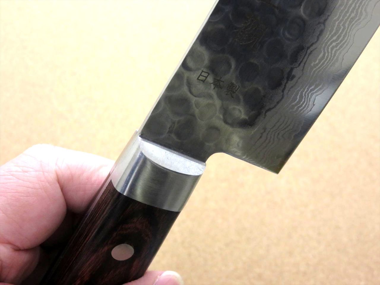 Japanese FUJIMI Kitchen Chef Knife 9" Hammer Forged VG-10 Damascus From JAPAN