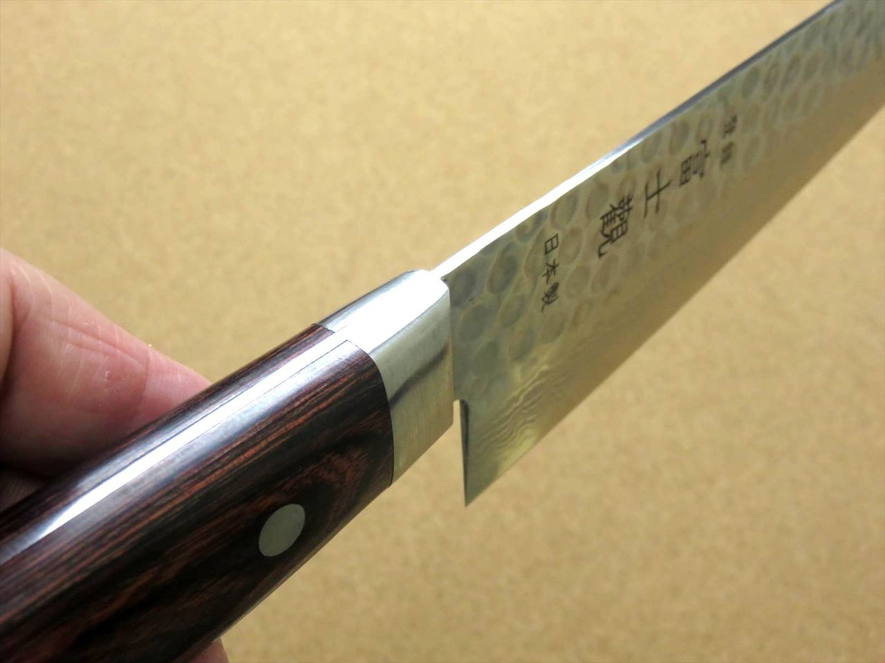 Japanese FUJIMI Kitchen Chef Knife 9" Hammer Forged VG-10 Damascus From JAPAN