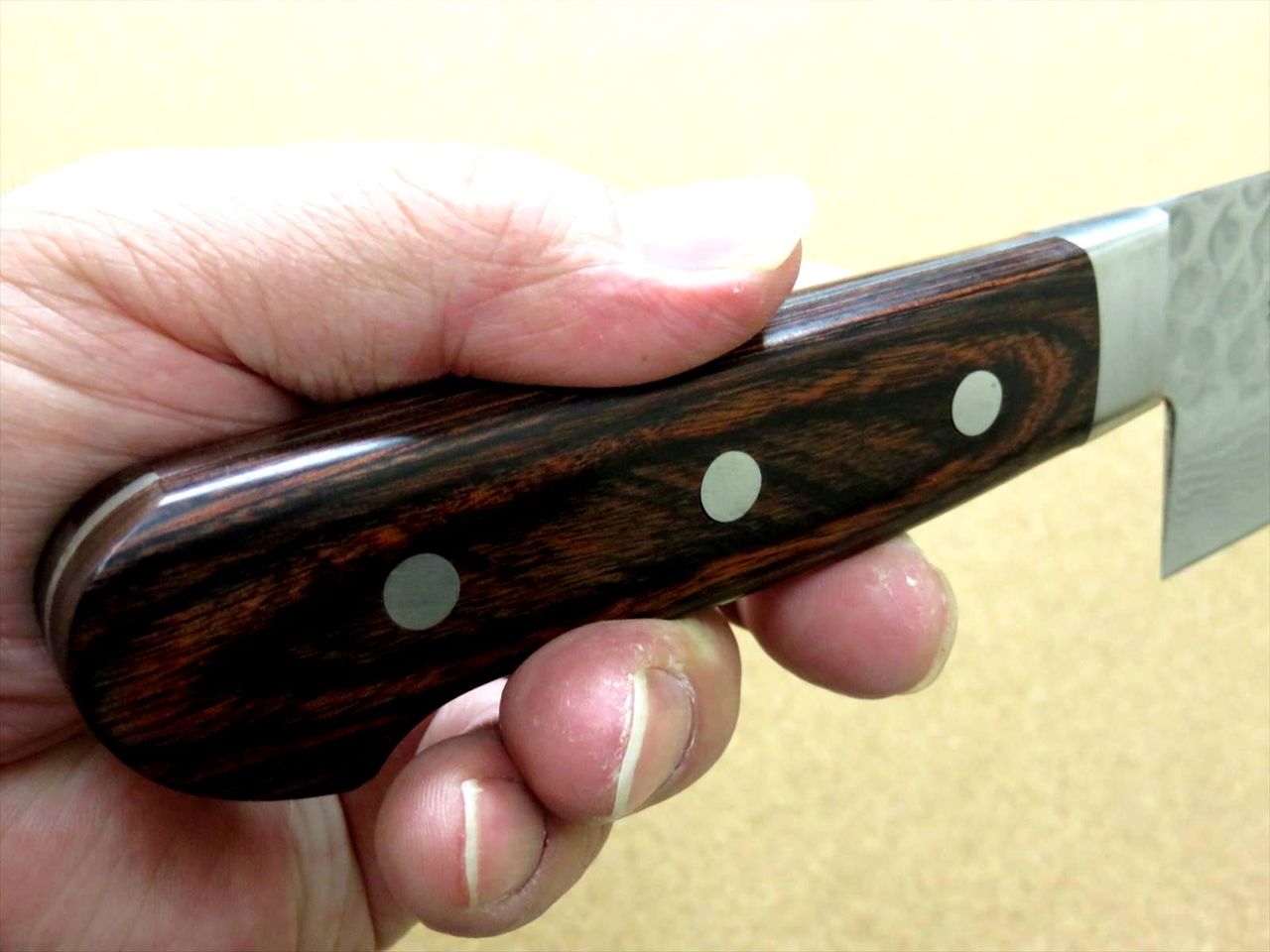 Japanese FUJIMI Kitchen Chef Knife 9" Hammer Forged VG-10 Damascus From JAPAN