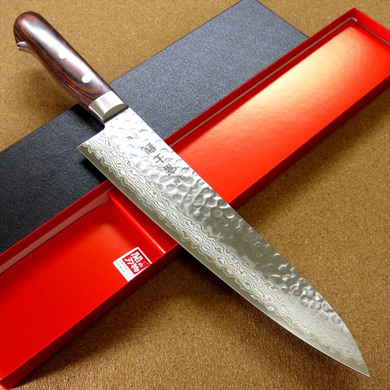 Japanese FUJIMI Kitchen Chef Knife 9" Hammer Forged VG-10 Damascus From JAPAN