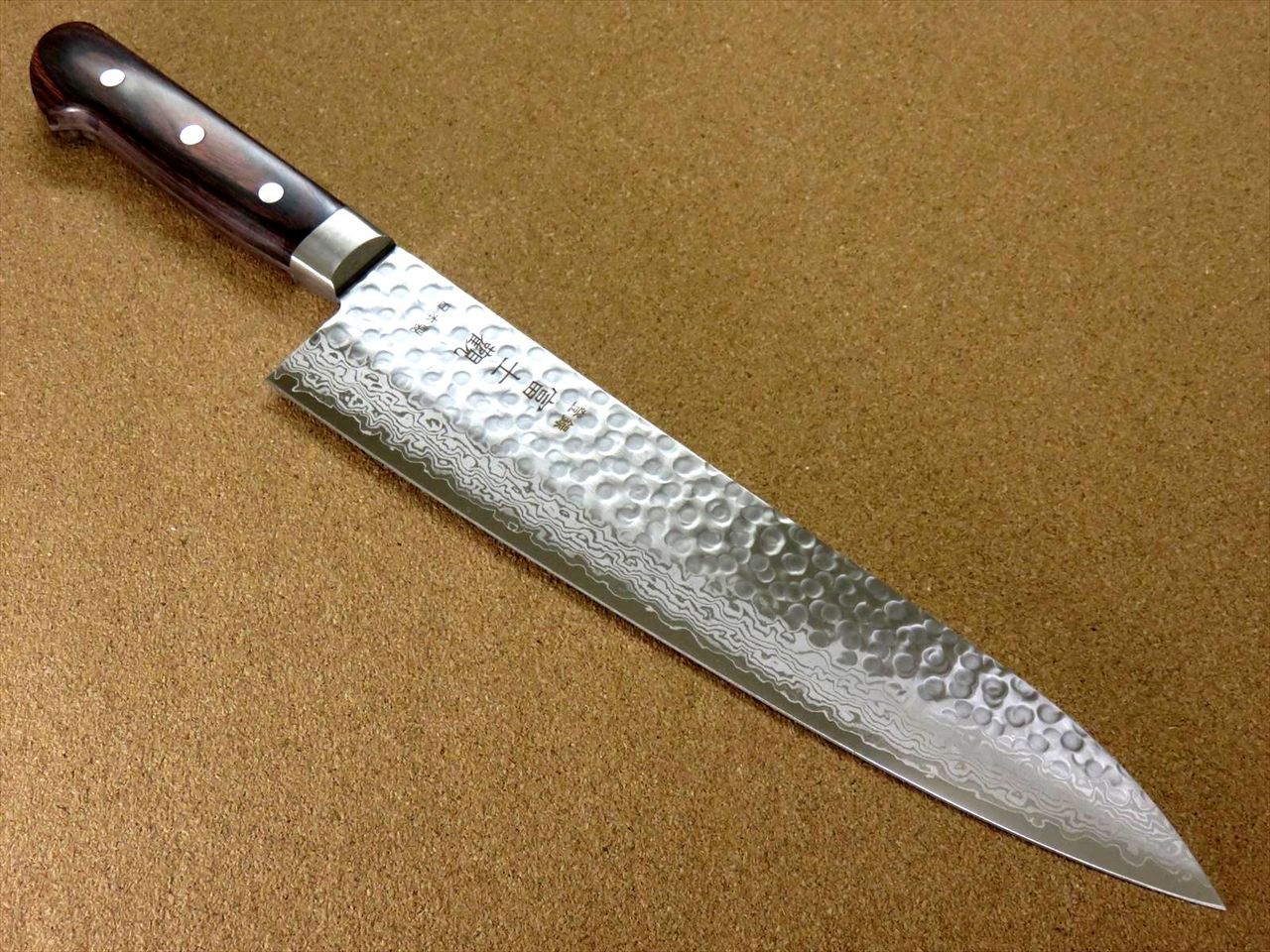 Japanese FUJIMI Kitchen Chef Knife 10.6" Hammer Forged VG-10 Damascus From JAPAN