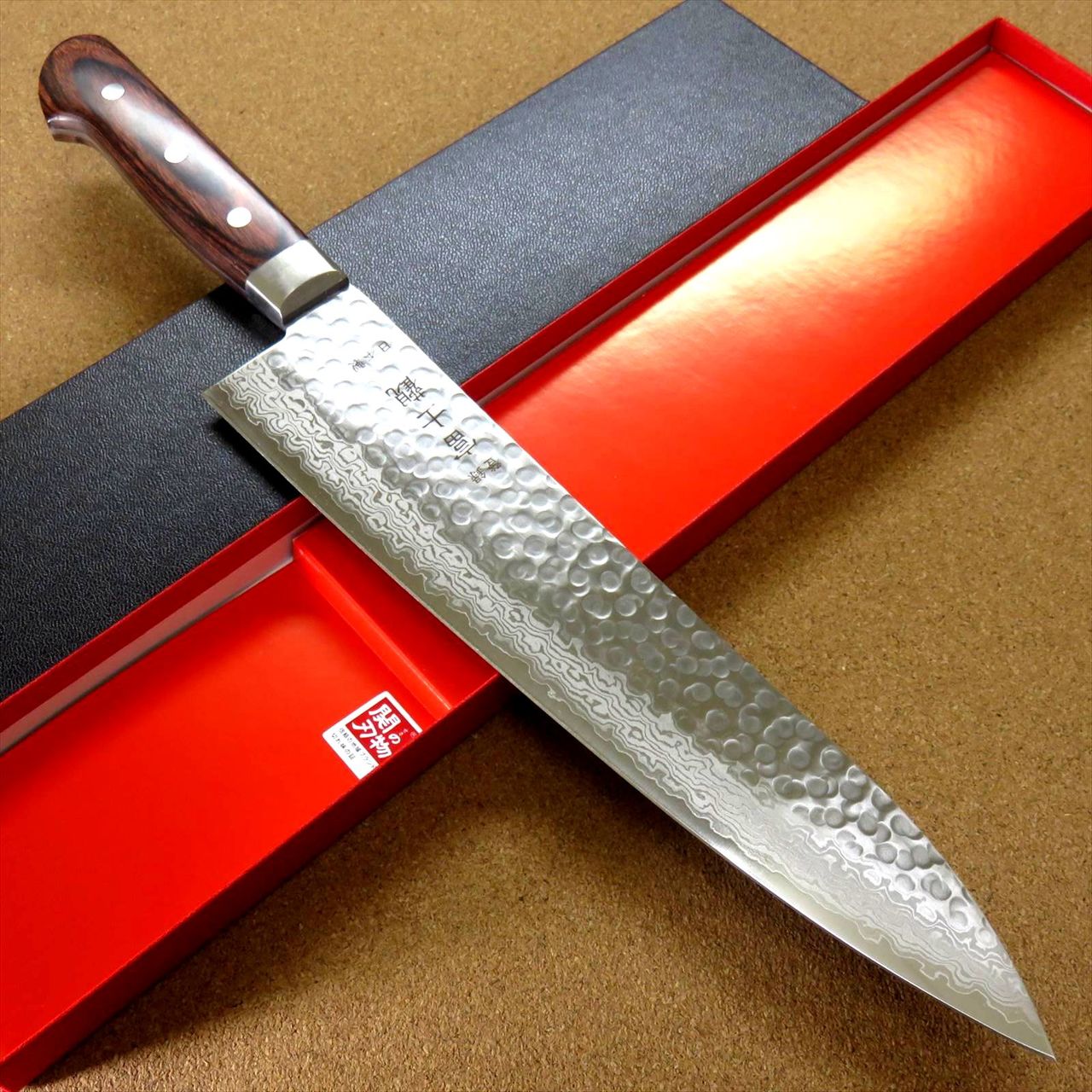 Japanese FUJIMI Kitchen Chef Knife 10.6" Hammer Forged VG-10 Damascus From JAPAN