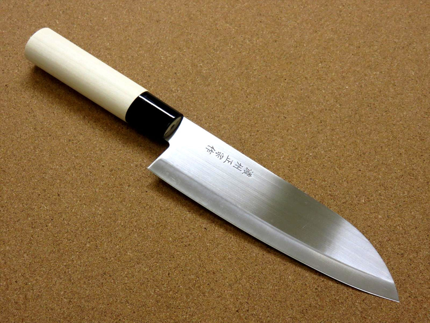 Japanese Masamune Kitchen Santoku Knife 170mm 7" Natural Wood Handle SEKI JAPAN