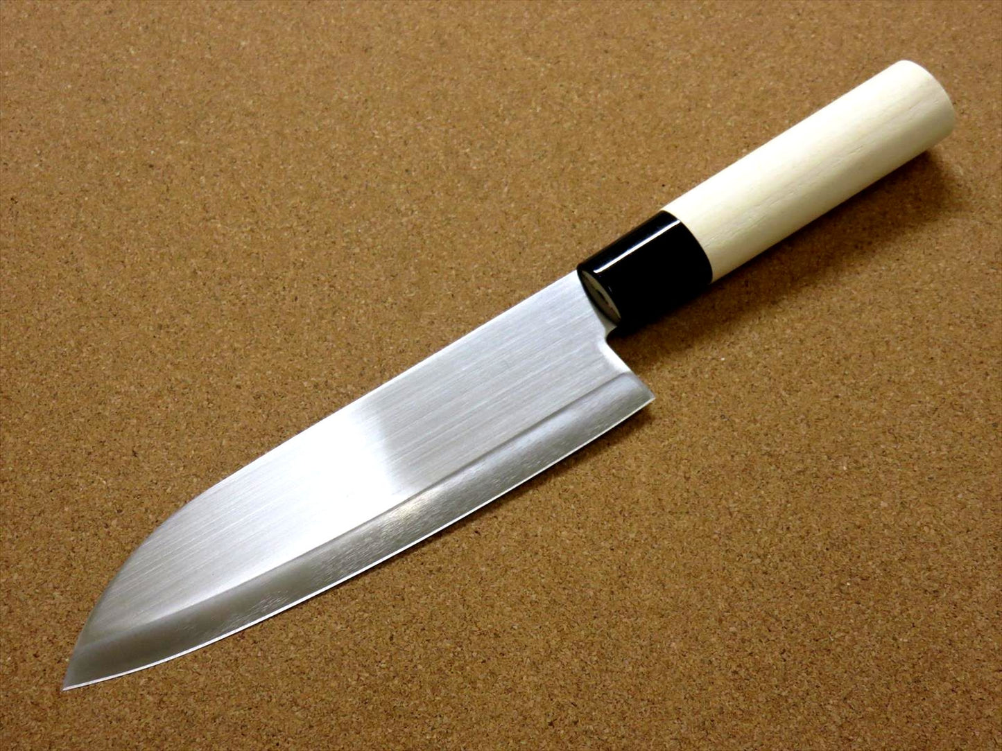 Japanese Masamune Kitchen Santoku Knife 170mm 7" Natural Wood Handle SEKI JAPAN