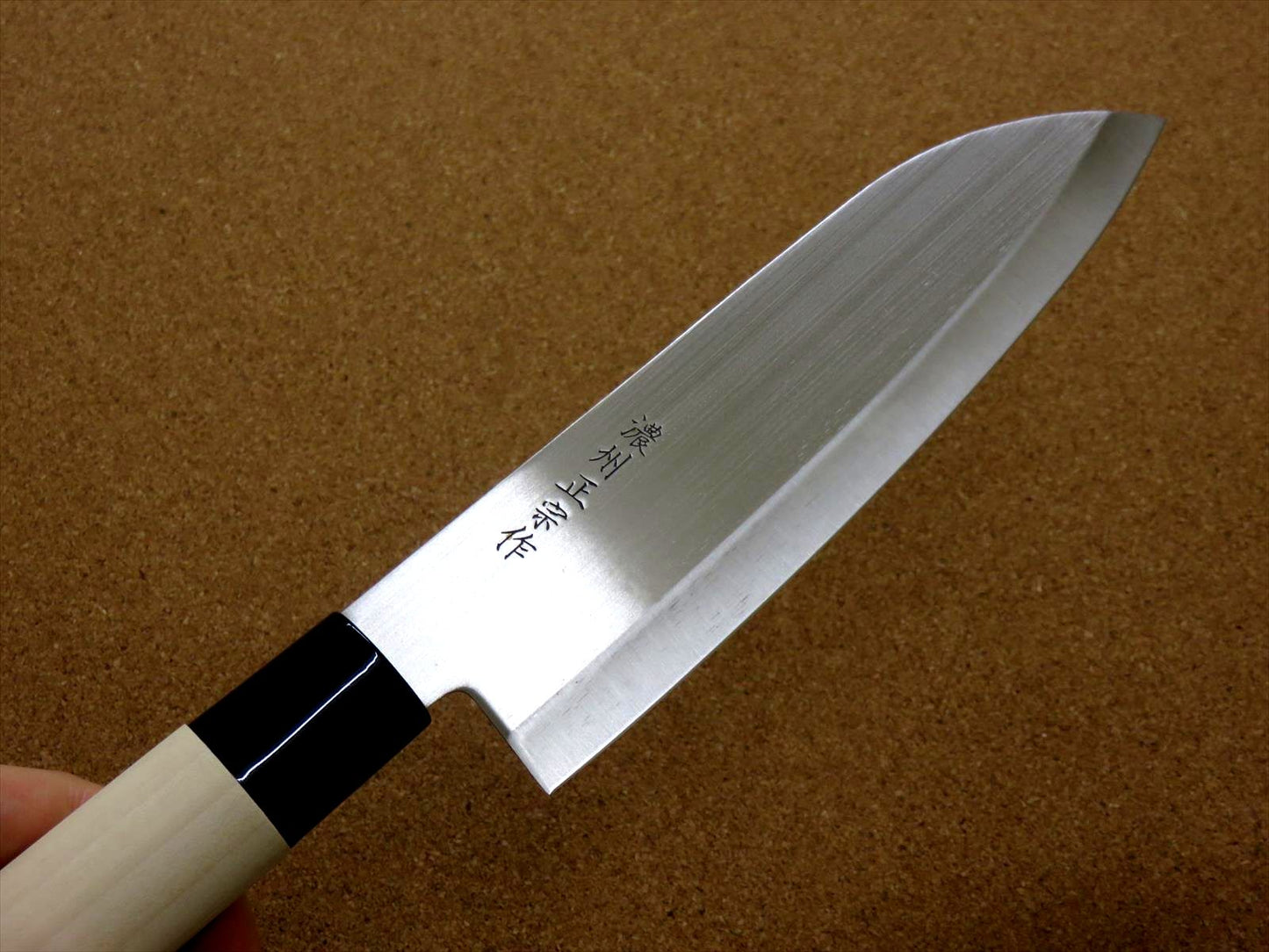 Japanese Masamune Kitchen Santoku Knife 170mm 7" Natural Wood Handle SEKI JAPAN