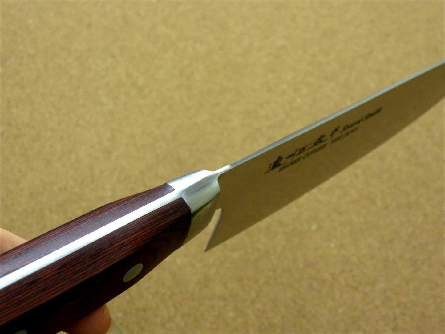 Japanese Masamune Kitchen Santoku Knife 165mm 6 inch Brown Plywood SEKI JAPAN