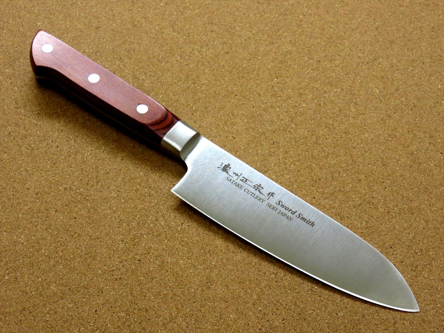 Japanese Masamune Kitchen Small Santoku Knife 150mm 6" Brown Plywood SEKI JAPAN