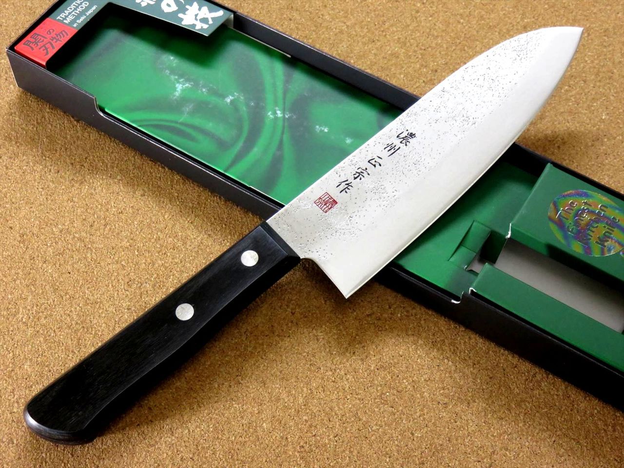 Japanese Masamune Kitchen Santoku Knife 6.7" Nashiji Laminated plywood SEKI JAPAN