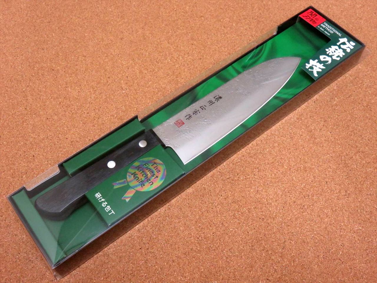 Japanese Masamune Kitchen Santoku Knife 6.7" Nashiji Laminated plywood SEKI JAPAN