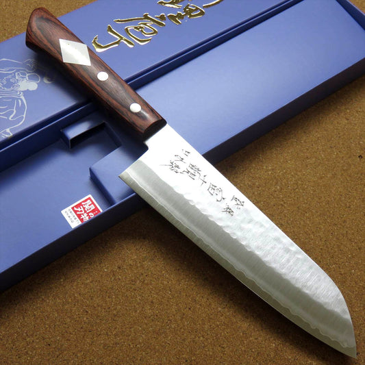 Japanese Kitchen Santoku Knife 170mm 6.7 inch 3 Layers VG-1 Hammer Forged JAPAN