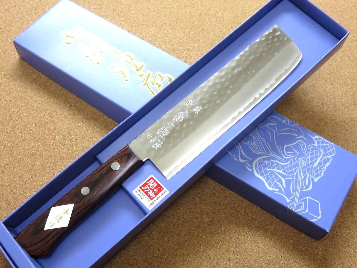 Japanese Kitchen Nakiri Vegetable Knife 165mm 6.5 inch 3 Layers Hammered JAPAN
