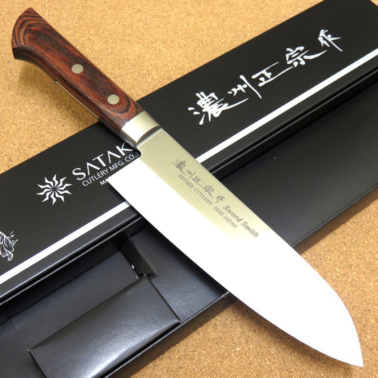 Japanese Masamune Kitchen Santoku Knife 170mm 7 in Bokashi 3 Layers SEKI JAPAN