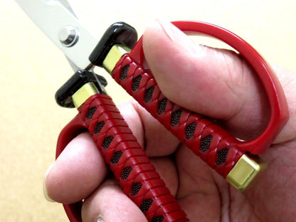 Japanese NIKKEN Samurai Design Paper Scissors Red Right handed SEKI JAPAN Nippon
