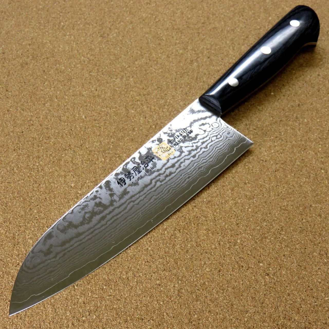 Japanese SETO ISEYA-G Kitchen Santoku Knife 180mm 7.1" VG-10 Damascus SEKI JAPAN