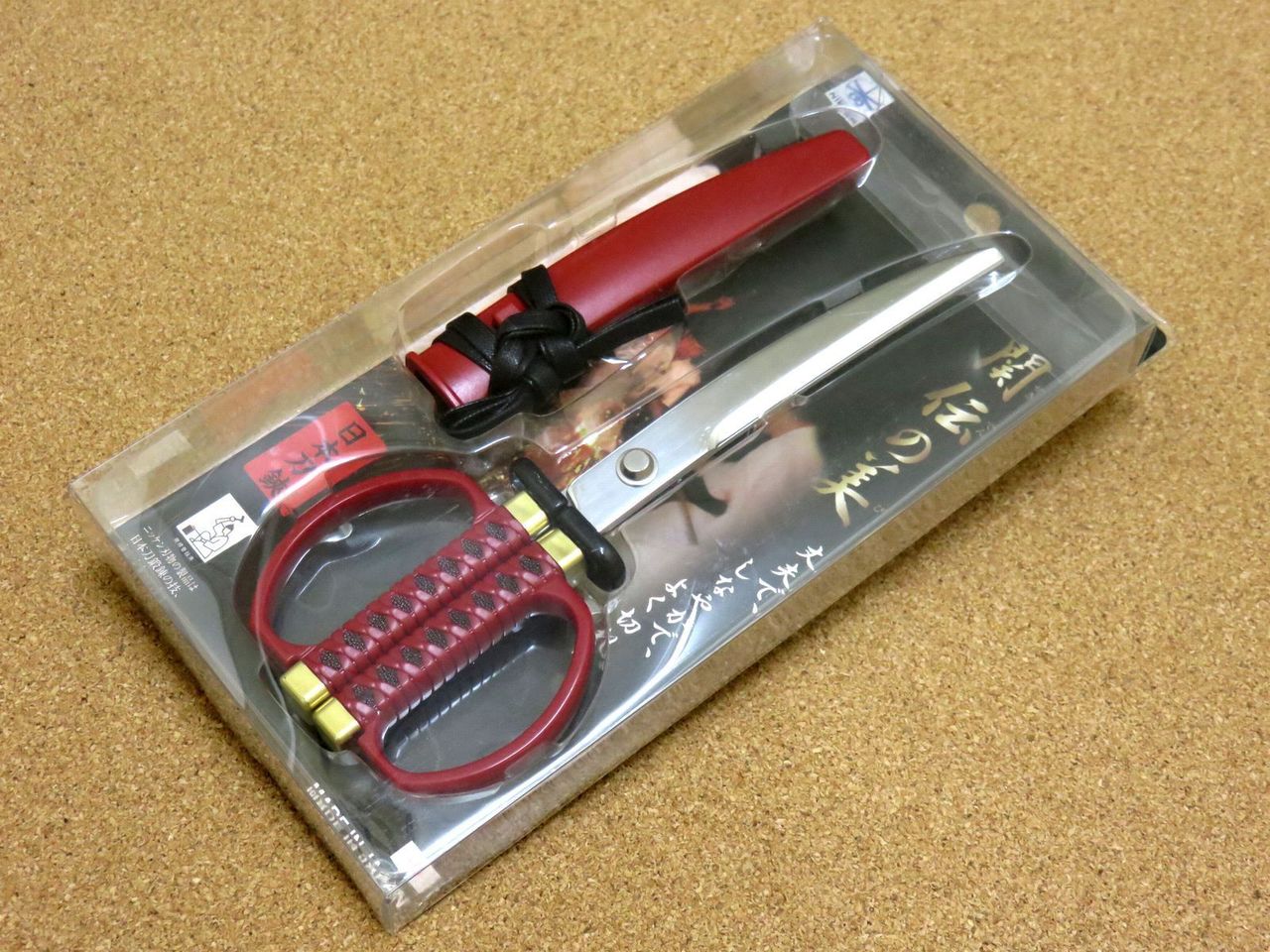 Japanese NIKKEN Samurai Design Paper Scissors Red Right handed SEKI JAPAN Nippon