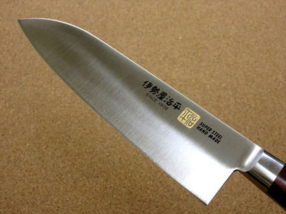 Japanese SETO ISEYA-B Kitchen Santoku Knife 7.1 inch Mahogany Bolster SEKI JAPAN