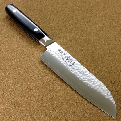Japanese PRO-J Kitchen Santoku Knife 170mm 6.7" Hammer Forged SEKI JAPAN Nippon