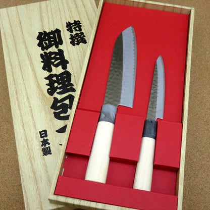 Japanese Yaxell SEKI TOBEI Kitchen Knife 2 pair Gift sets Santoku & Paring JAPAN
