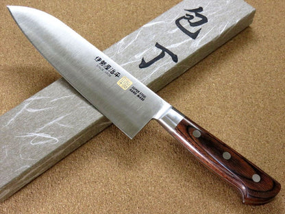 Japanese SETO ISEYA-B Kitchen Santoku Knife 7.1 inch Mahogany Bolster SEKI JAPAN