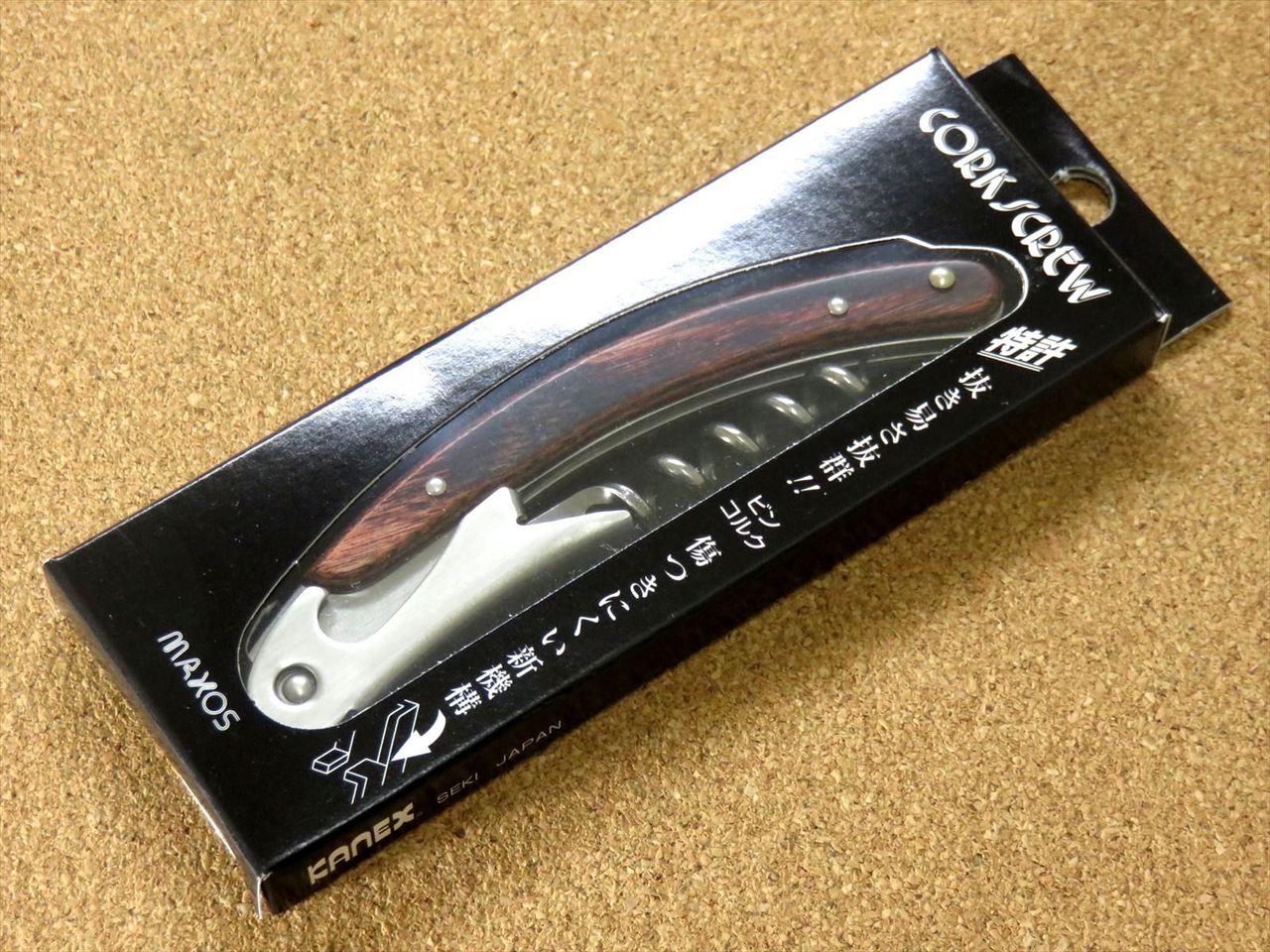 Japanese Sommelier Knife Corkscrew Wine Bottle Opener Brown Plywood SEKI JAPAN