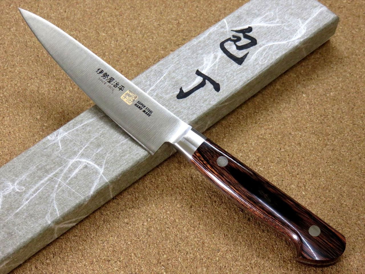 Japanese SETO ISEYA-B Kitchen Utility Knife 4.7 Inch Mahogany Bolster ...